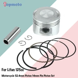 Motorcycle 52.4mm Piston 14mm Pin Piston Set For Lifan 125cc Air/Oil cooling Horizontal Engines Dirt Pit Bike ATV Quad Parts