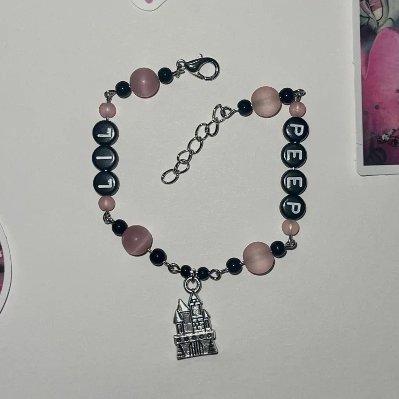 LIL PEEP charm bracelet - castles - star shopping - pink - black - blue- lil peep - gbc - friendship - duo - handmade - bracelet