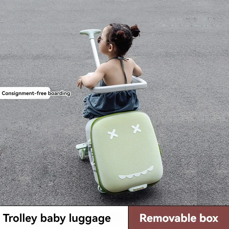 Cartoon Kidsren's Trolley Box, Can Sit on Suitcase, 20-Inch Travel Trolley Travel Artifact Boarding Luggage Detachable