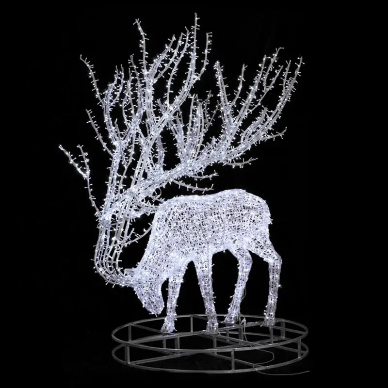 Custom. Large Outdoor Yard Garden Decorative Wire Frame Deer Light Motif 3D Standing Metal Reindeer