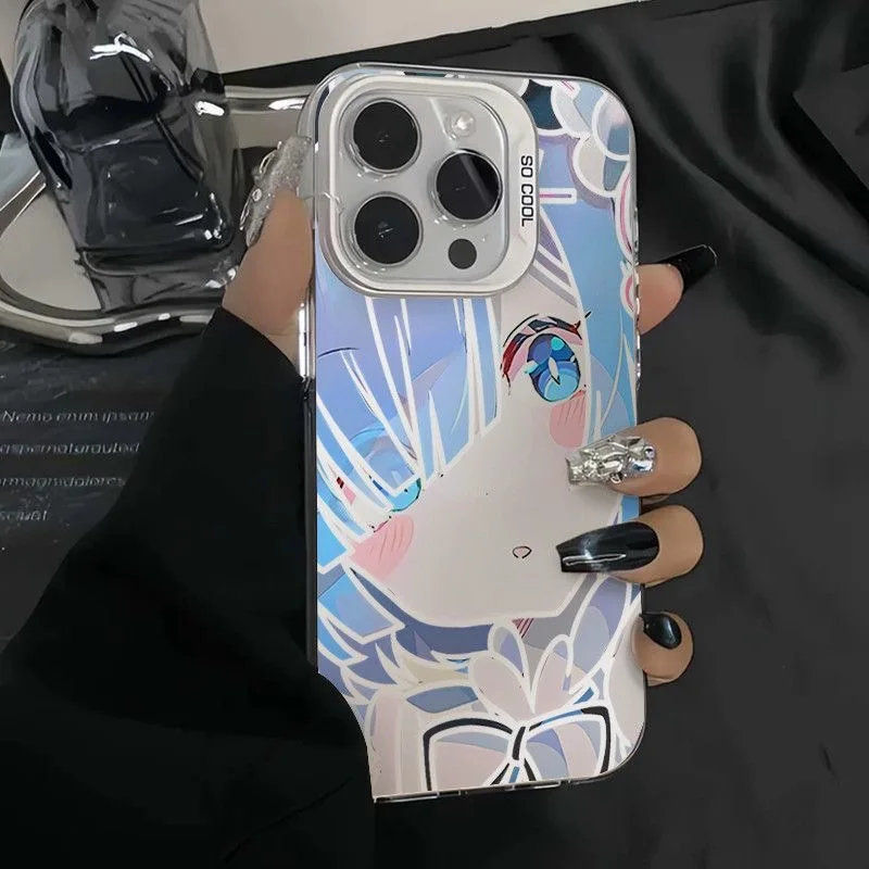 Coque de protection pour téléphone, dessin animé japonais rem re zero, jolie fille, pour iphone 16 15 13 12 11 14 Pro Max XS XR 7 8 Plus X SE