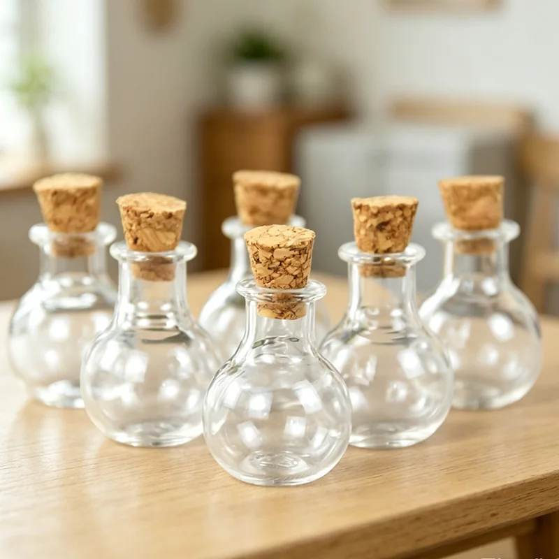 10/20/30Pcs Mini Glass Bottles Empty Sample Jars Mini Cork Glass Vials Wedding DIY Mini Drift Bottle Wishing Bottle