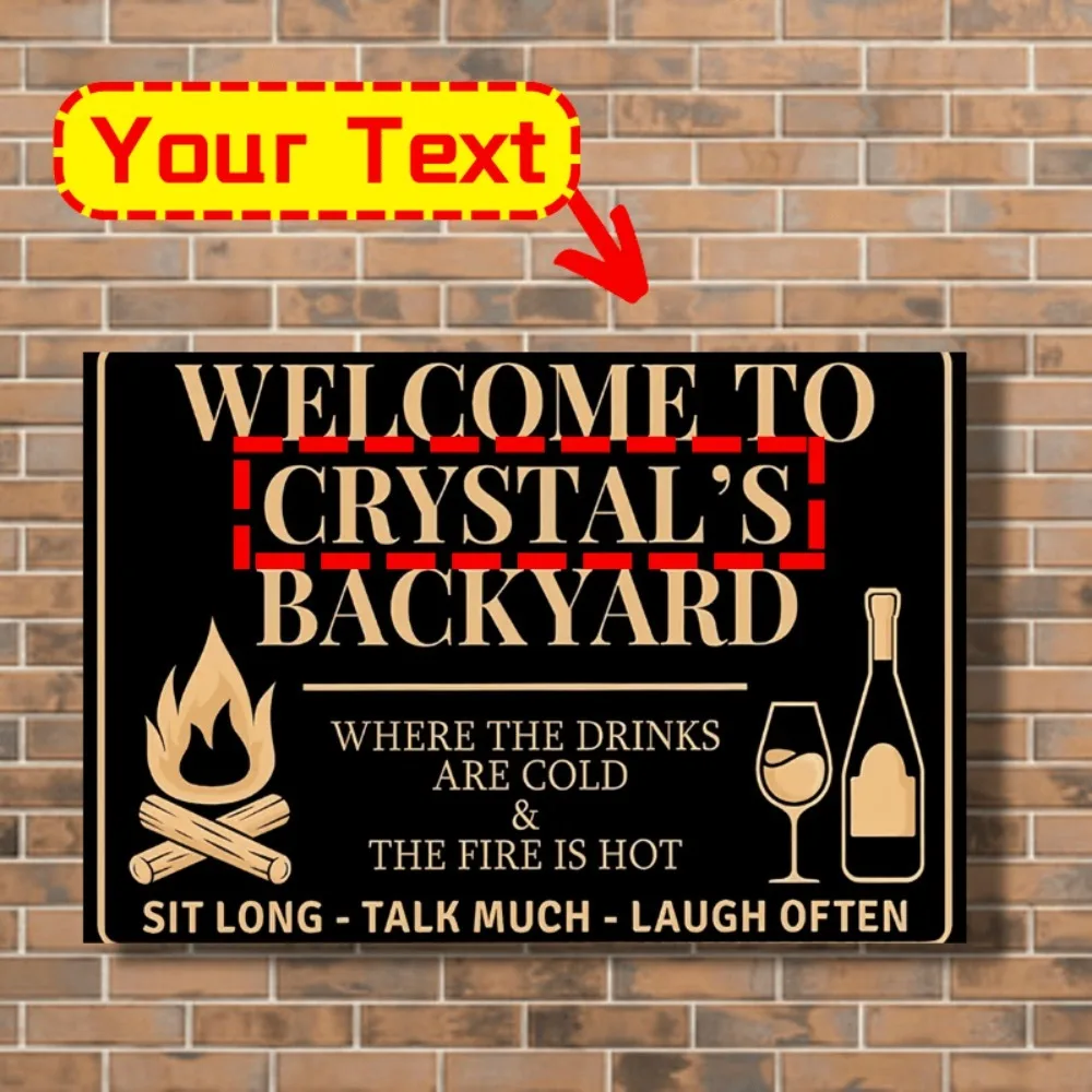 Custom Backyard Bar BBQ Aluminum Sign 8x12