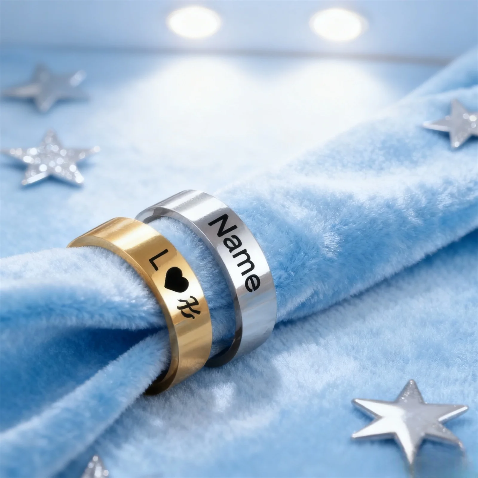 Customized Couple Ring Personalized Name Date Text Stainless Steel Fashion Simple 6/8mm Wide Ring Anniversary Jewelry Gift