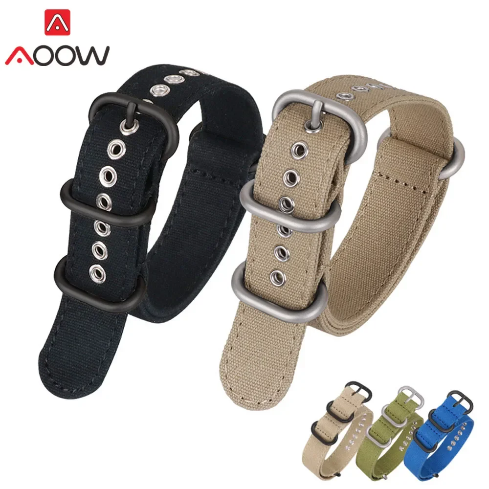 Canvas Nylon Strap Watchband 18mm 20mm 22mm 24mm 26mm Ring Buckle Men Sport Sweatproof Replacement Bracelet Watch Band