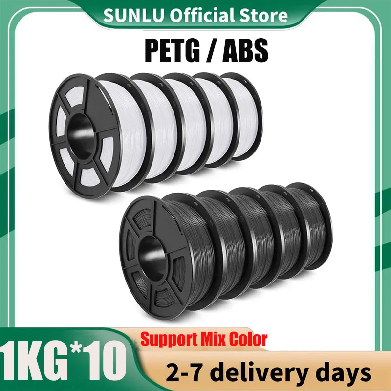 

SUNLU 10KG PETG/ABS Filaments 10Rolls 3D Filament 1KG/roll 1.75mm 100% Filament Lines Up Neatly For 3D Printing From EU US