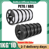 SUNLU 10KG PETG/ABS Filaments 10Rolls 3D Filament 1KG/roll 1.75mm 100% Filament Lines Up Neatly For 3D Printing From EU US