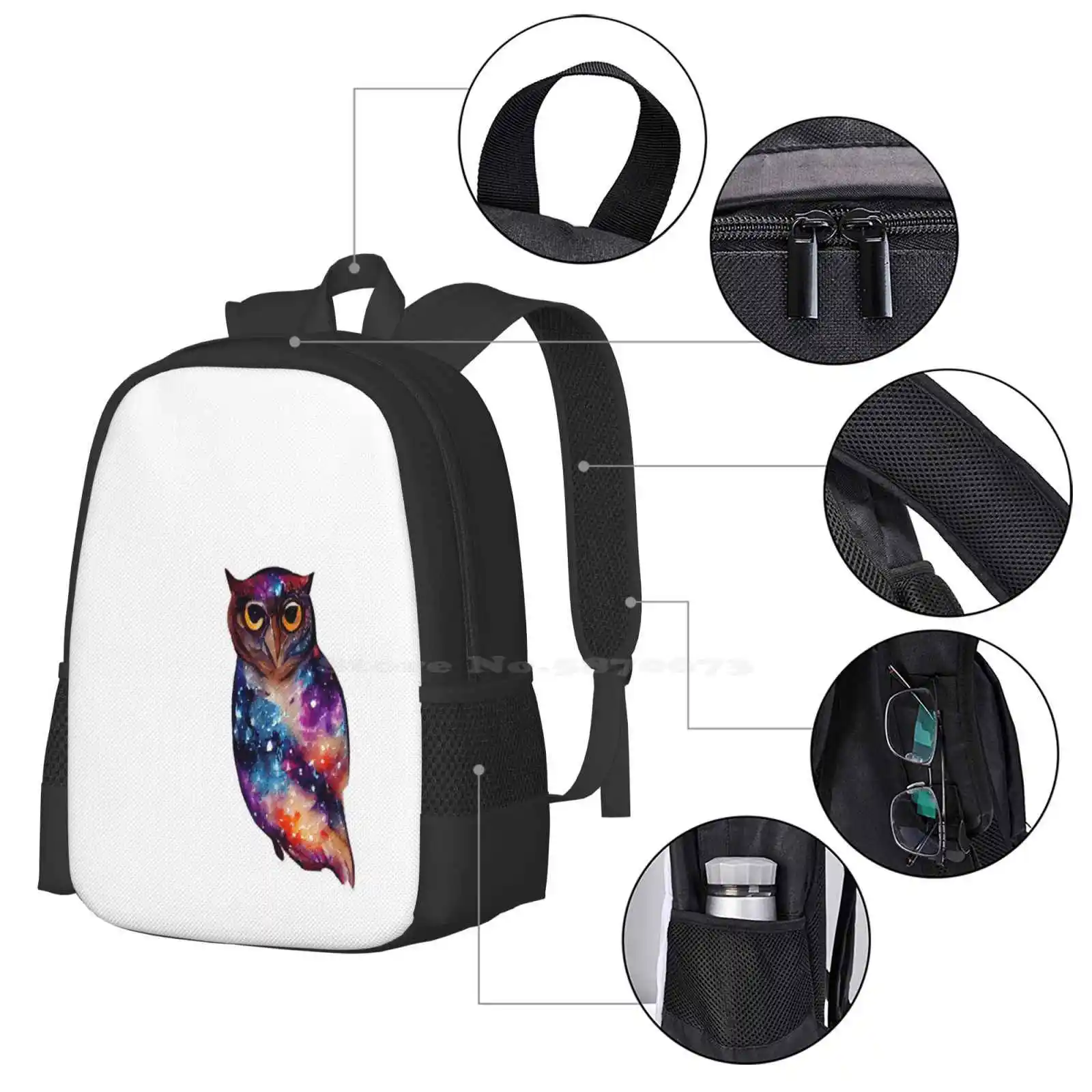 Galaxy Owl Watercolor Backpack For Student School Laptop Travel Bag Galaxy Animal Space Art Galaxy Art Space Animal Abstract