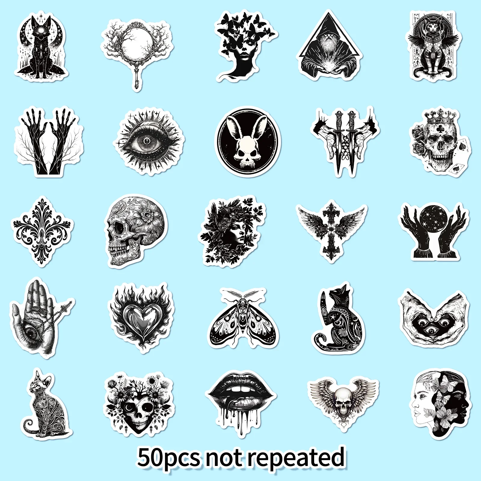 Gothic Stickers,Goth Skull Stickers,Dark Stickers Waterproof Vinyl Stickers for Kids Notebook Bicycle Fridge Guitar Sticker Toy