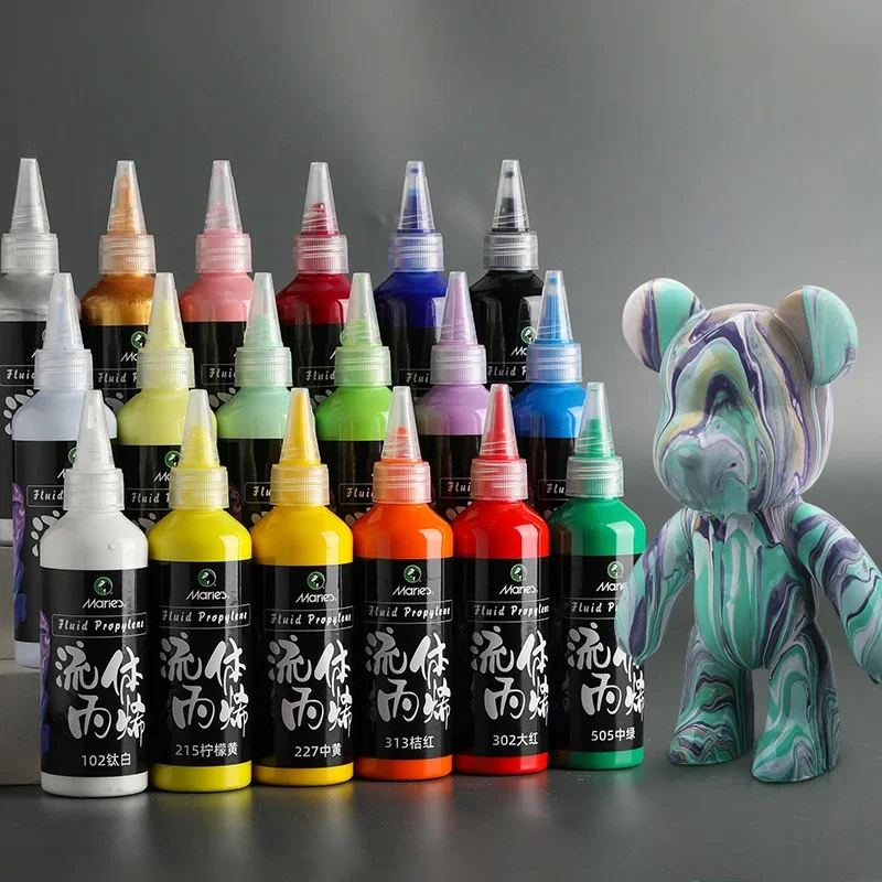 100ml/bottle Fluid Acrylic Paint Violent Bear Diy Material Decorative Painting Marble Dye Fluid Pigment Student Art Supplies