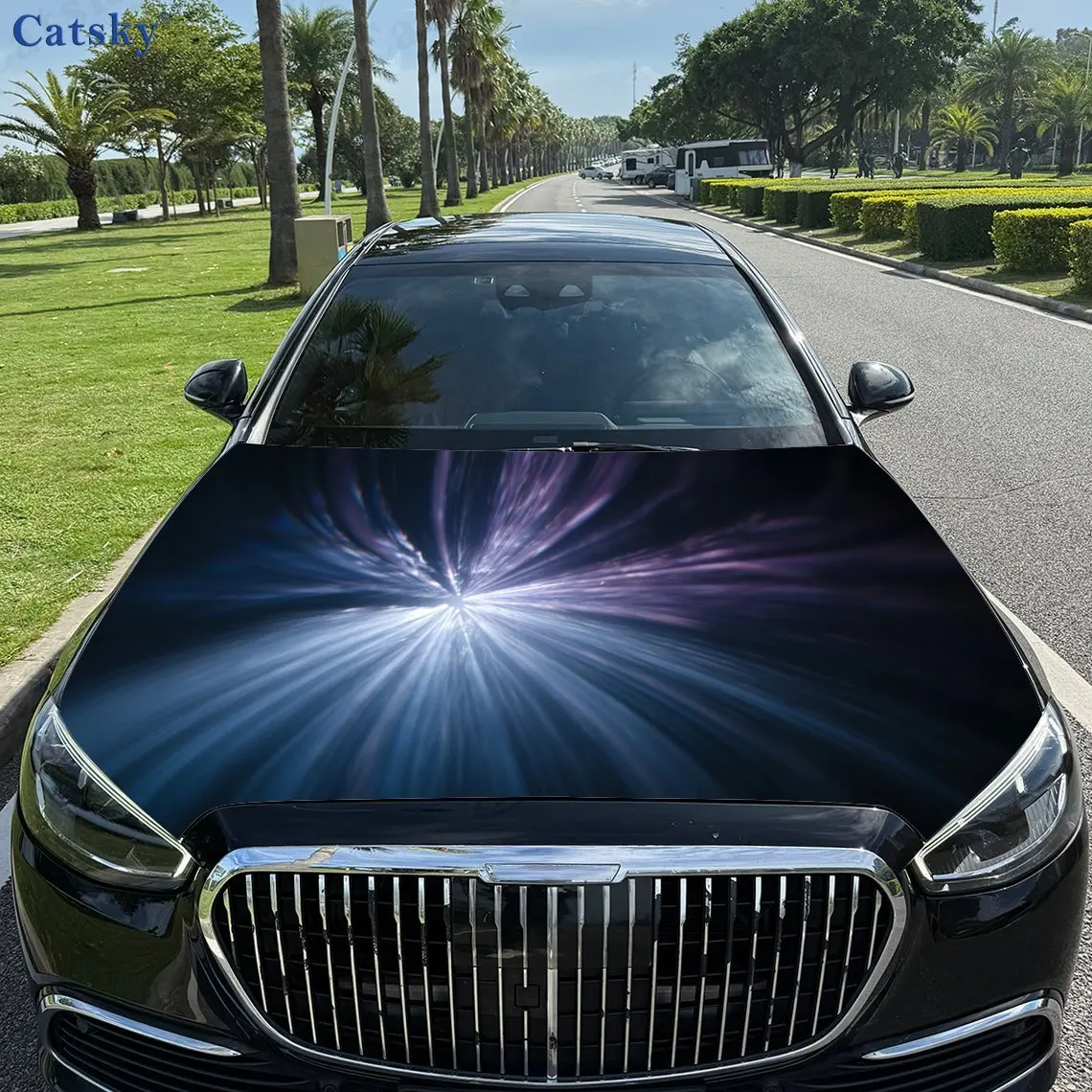 

Colorful Rays Car Hood Sticker PVC Self Waterproof Stick, Striking Auto Exterior Accessories Decor Protect Gift for Car Lover