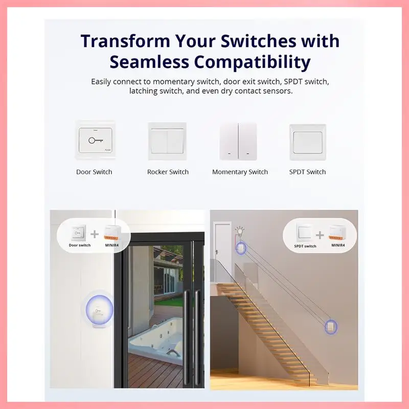 

Y23A-4PCS MINI Wi-Fi Switch Mini Extreme Модуль умного дома Двустороннее управление Модуль умного дома Голосовой пульт дистанционного управления