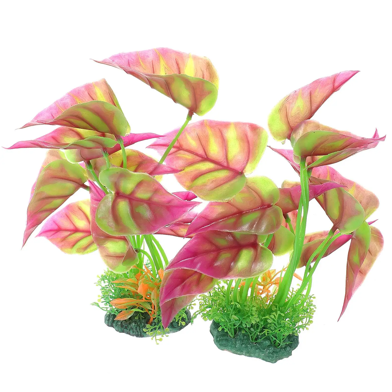 

2Pcs Artificial Plants for Fish Tank Aquarium Decorations Easy Clean Stable Base Plastic L scaping Tools Vibrant Colored Long