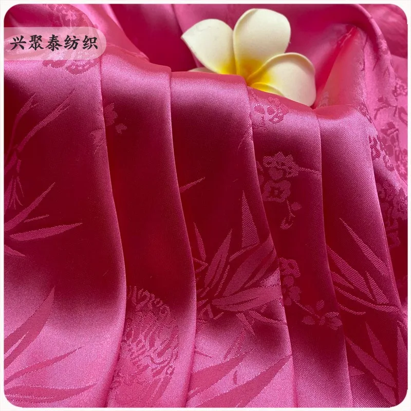 

Spring and summer plum color jacquard fabric high-density smooth silky shirt dress cheongsam ancient-style Hanfu material