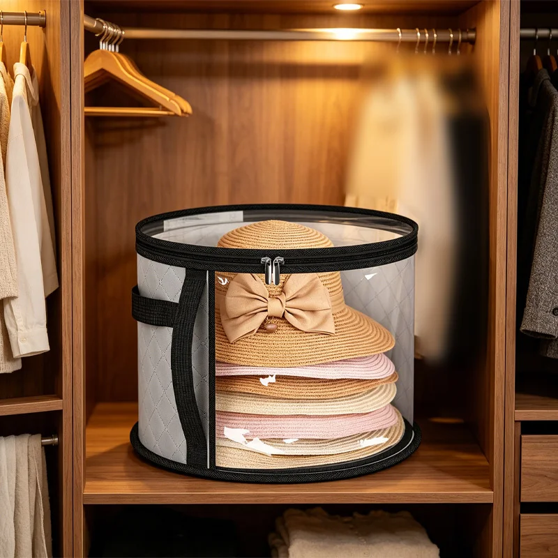 Transparent Visible Hat Storage Bucket, Large Capacity Underwear Storage Basket, Wardrobe Storage Dustproof Storage Bag,