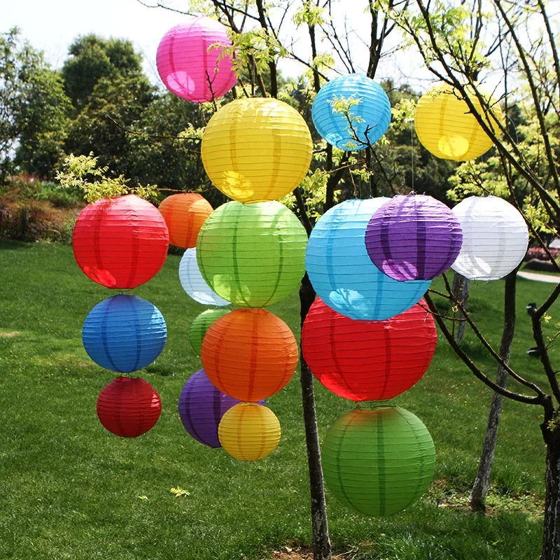 Multicolors Chinese/Japanese Round Paper Lanterns Ball for Wedding Party Hanging Lanterns Birthday Decor Babyshower DIY Supplies