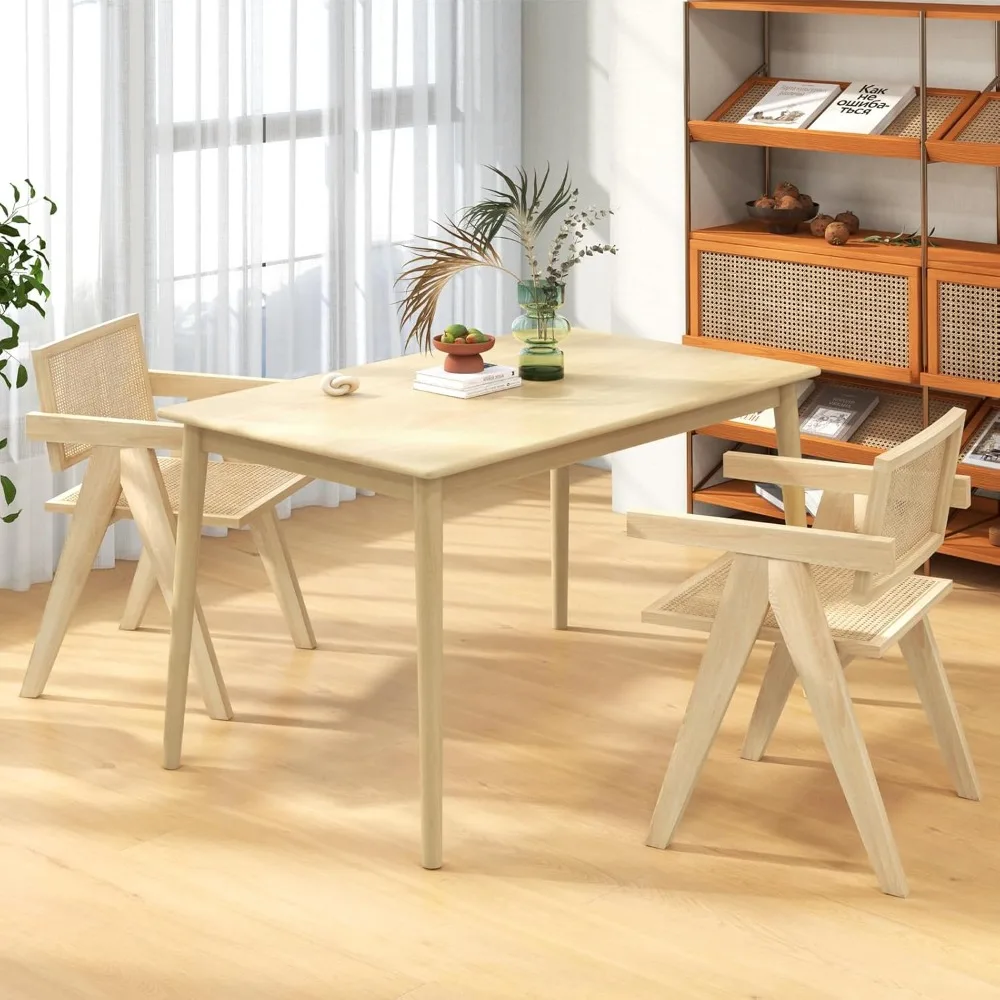 

Dining Table with Rubber Wood Legs, 220 LBS Capacity, Farmhouse Rectangular Dinette Table for Dinner,