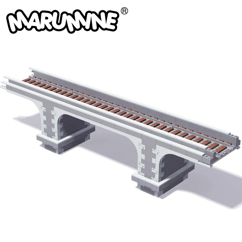 Marumine 566PCS MOC Viaduct Idea Train Build Model Kit High-Speed Railway Track Arch Bridge DIY Construction Blocks Bricks Set