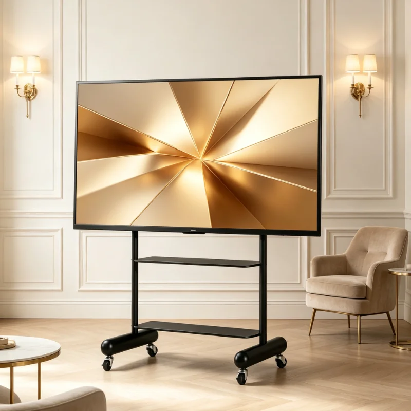 32-75 Inch Moving Mobile TV Stand with Wheel for Home Cinema with Storage for Remote Control Durable Iron Construction Furniture