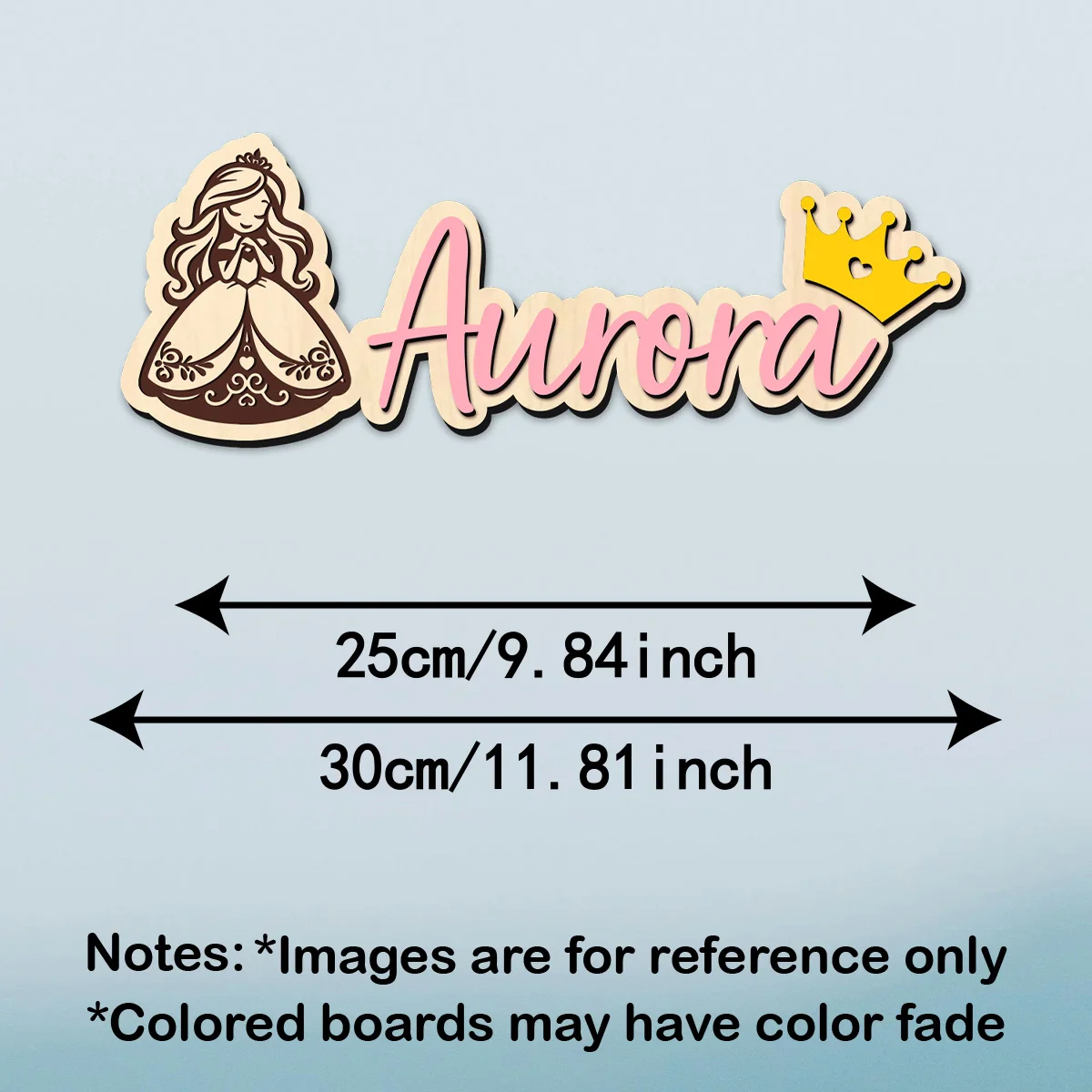 1pc wooden surname nameplate for children's room, custom content, cute cartoon princess pattern, multi scene decoration gift view 5