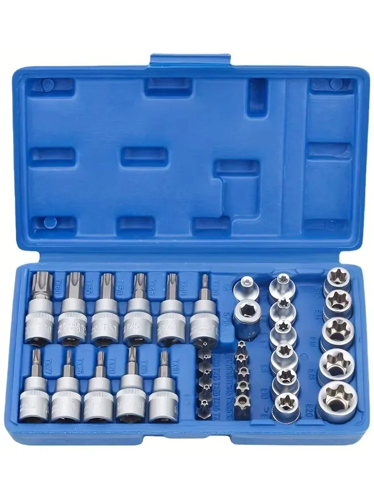 Alta qualidade 34 pçs torx estrela soquetes & bit conjunto masculino/feminino e-security bits
