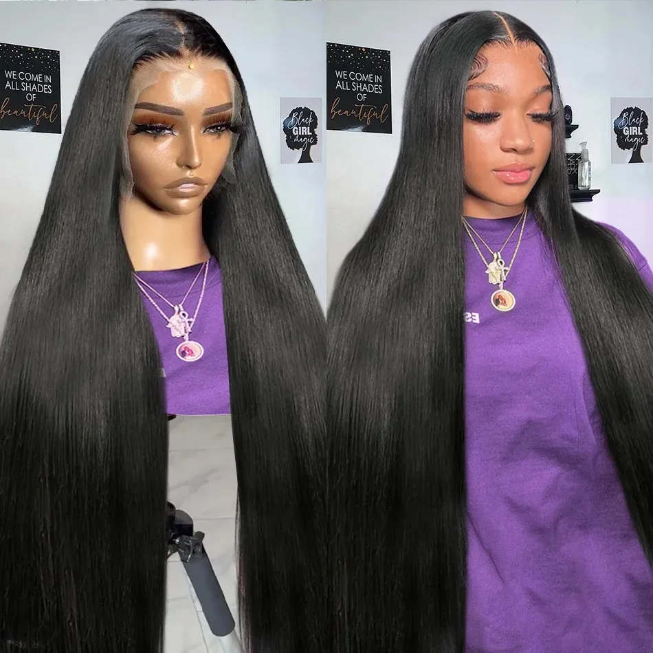 13x6 HD Transparent Straight Lace Frontal Human Hair Wig 30 Inch 13x4 Brazilian Hair Lace Front Wig Preplucked For Women