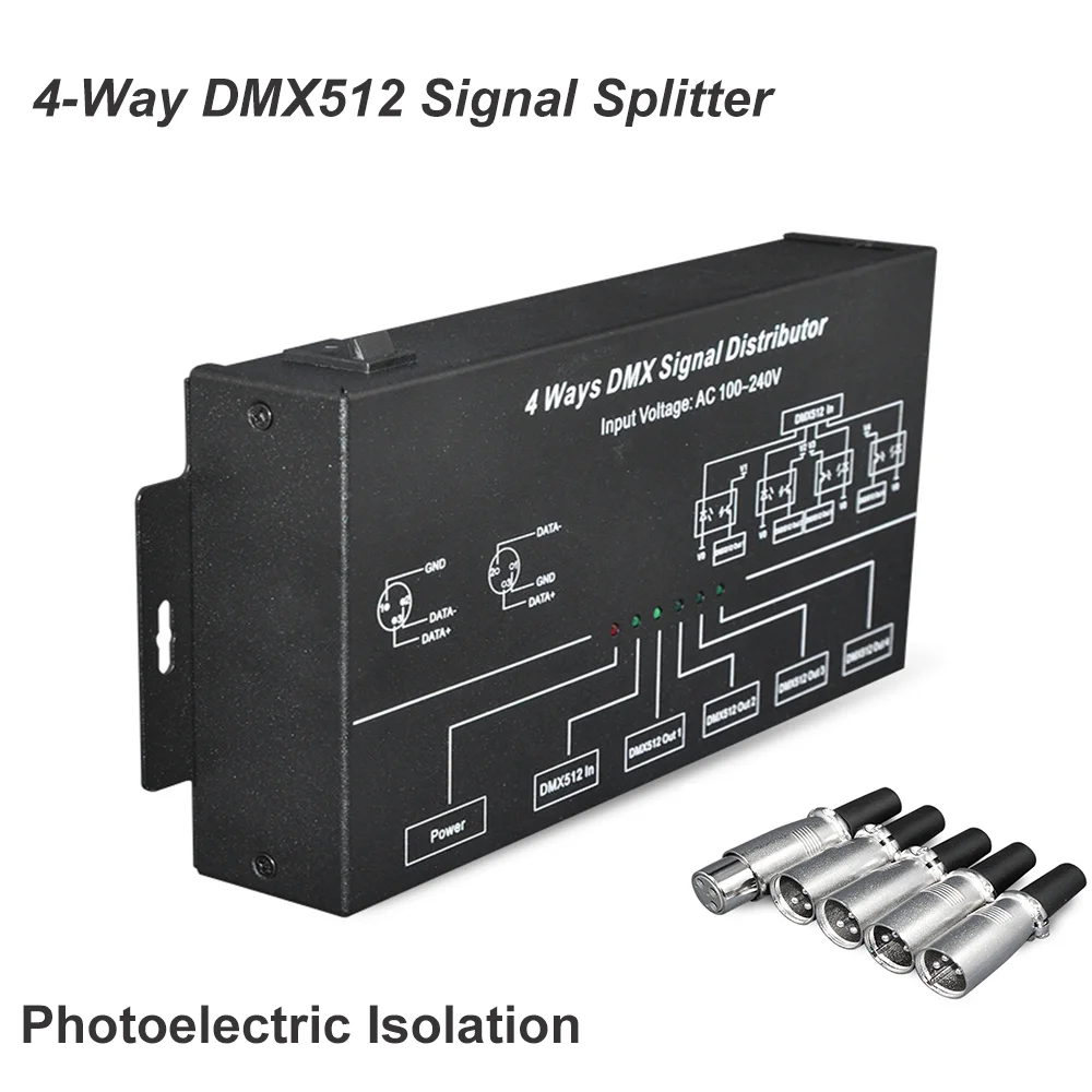 Imagem -02 - Divisor de Amplificador Dmx512 de Maneiras Amplificador de Distribuição Óptico Isolado Dmx 512 para Efeito de Iluminação de Palco Dmx