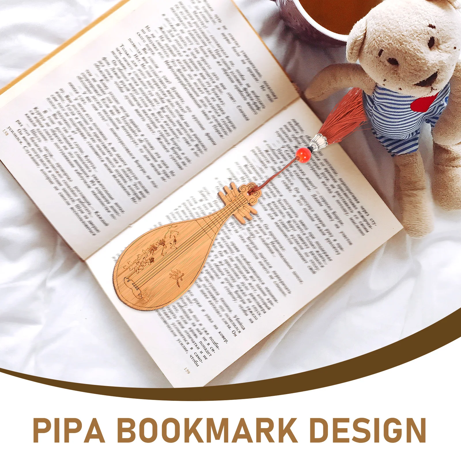 

Pipa Bookmark Chinese Style Vintage Musical Instrument Wood Bookmark For Reading Study Page Marker Book Gift Stationery Student