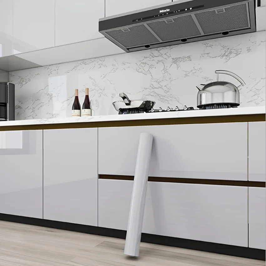 Self-Adhesive Waterproof Oil Proof Wallpaper Cabinet Film Peel and Stick Bathroom Kitchen Furniture Decoration Easy Application