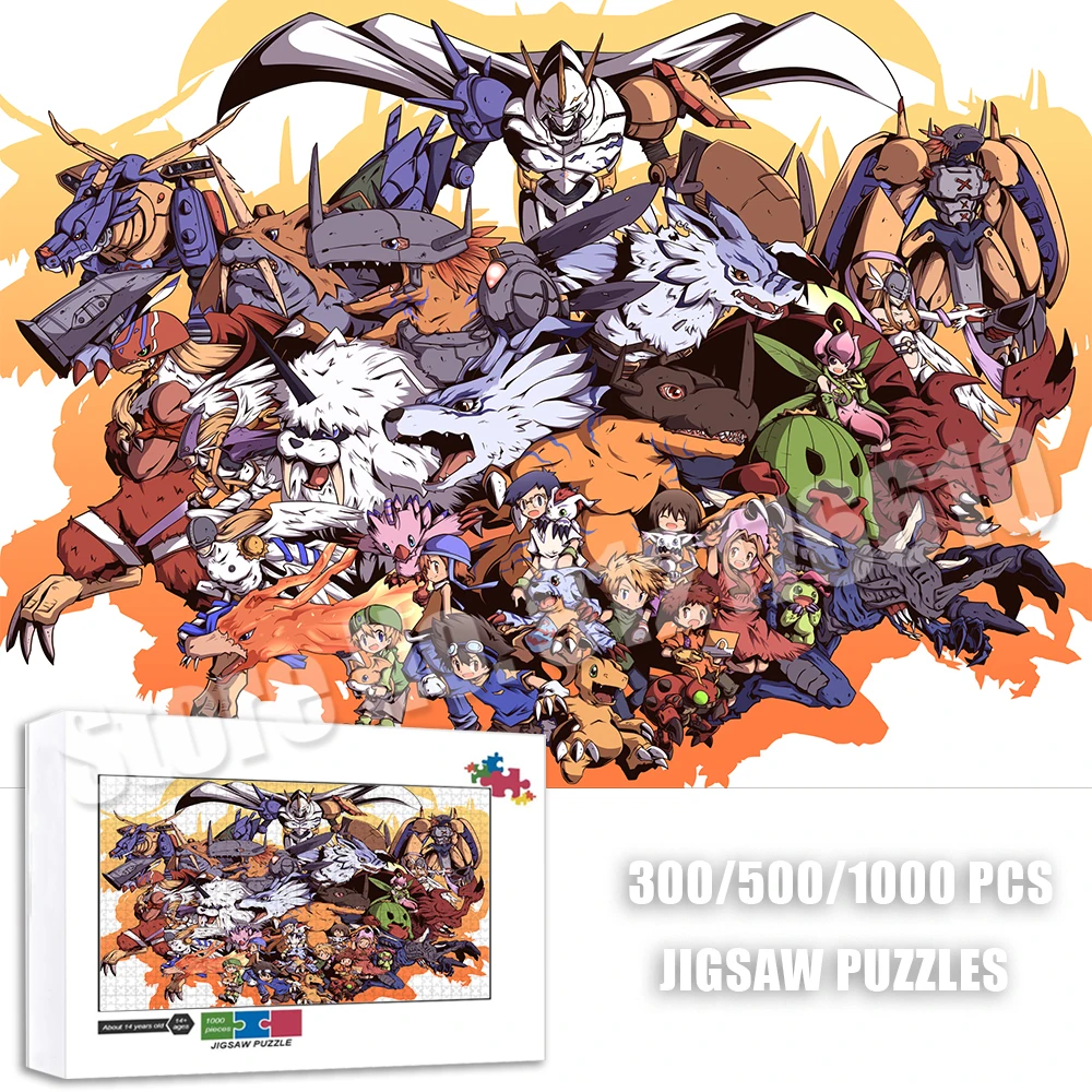 Digimon Puzzle 1000/500/300 piezas Digital Adventure Anime rompecabezas juguetes para niños inquietos juegos de mesa de dibujos animados Juguetes