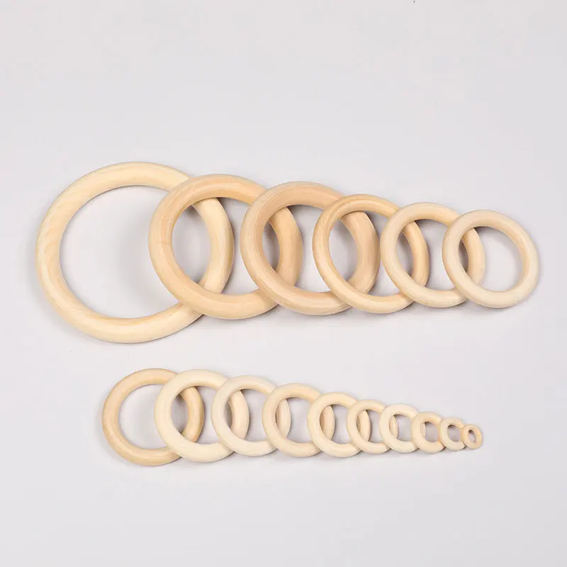 15-100MM Solid Wooden Rings Unfinished Natural Wood Beads DIY Wood Hoops for Handmade Accessories Crafts Wood Hoops Connectors