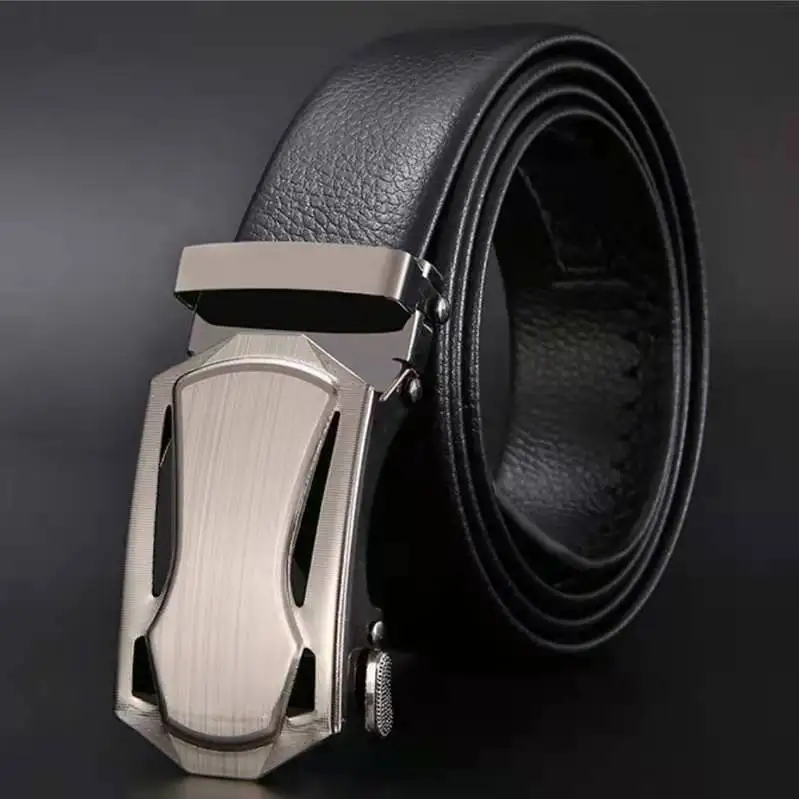 Fashionable Business Men's Belt Metal Buckle Belt High Quality PU Leather Soft Belt Paired with Work Pants and Jeans