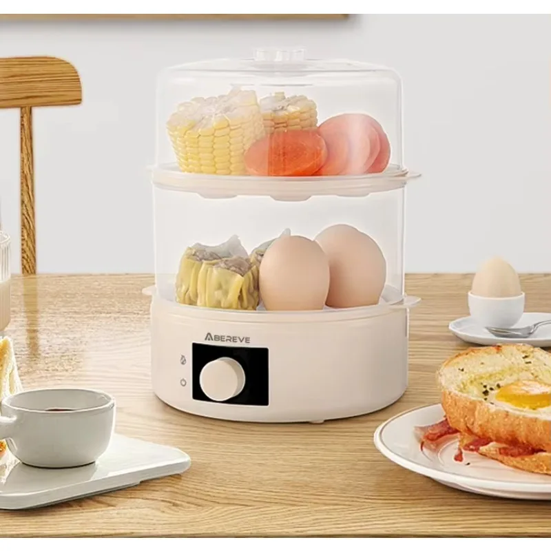 Large-Capacity Intelligent Egg Steamer Breakfast Machine Multi-Functional Single Double-Layer Combinations Household Plastic