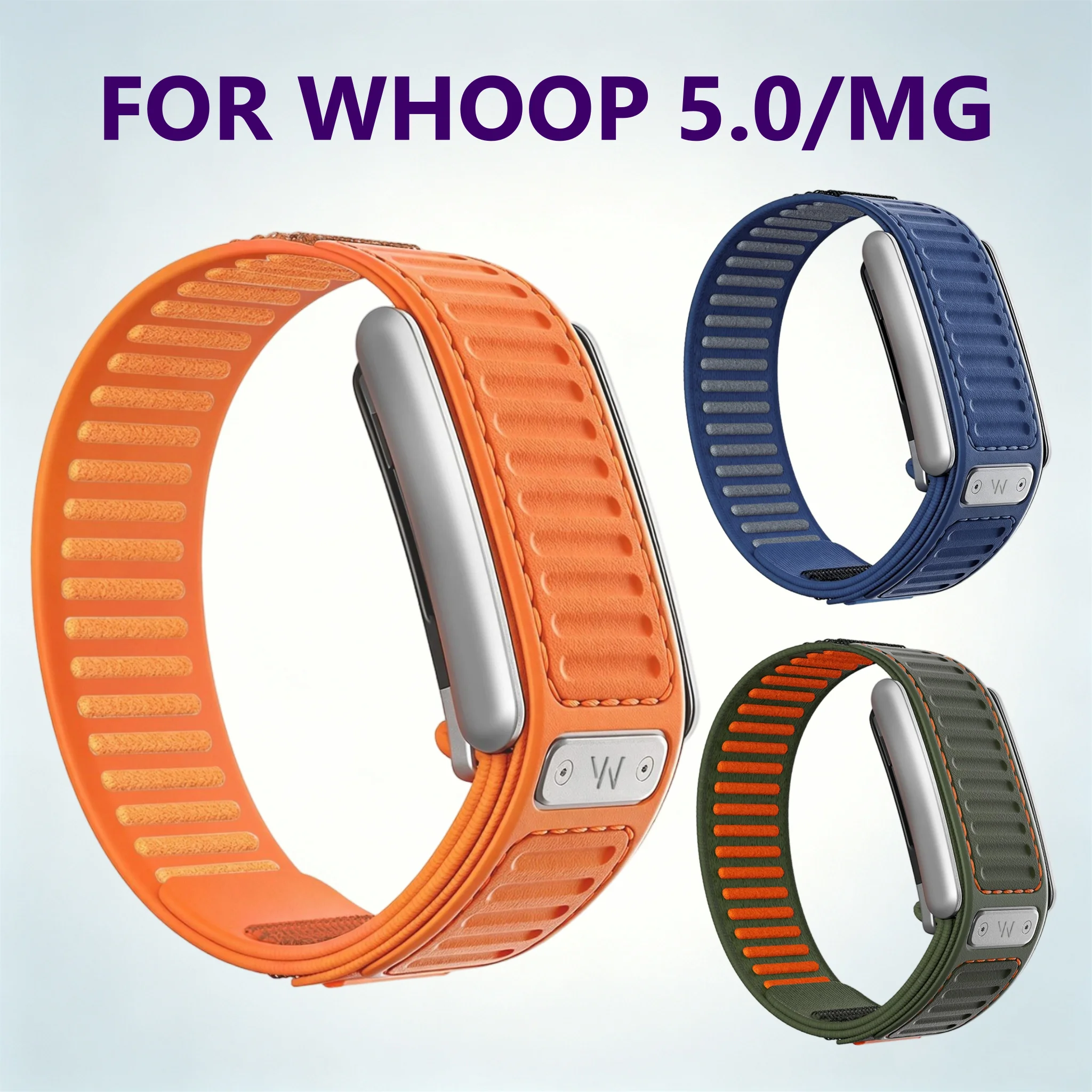 Sports Magnetic Silicone Nylon Hybrid Strap Universal Replacement Wristband For Whoop 5.0/MG Multi Color Breathable Adjustable