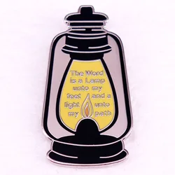 The Word Is A Lamp Unto My Feet and A Light Unto My Path Brooch Enamel Pin Christian Badge