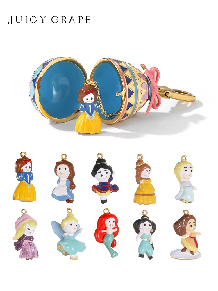 Snow White Pendant Fairy Tale Princess Easter Egg Multifunctional Sweater Chain Keychain Gift for Girls Little Princess Jewelry