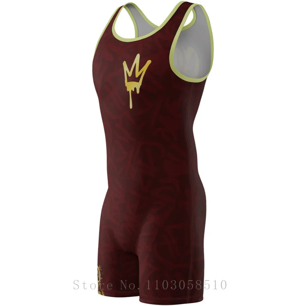 WrestlingMart Wrestling Singlet Suit Fitness One Piece Sleeveless Leotard Skinsuit Outfit GYM Triathlon PowerLifting Bodysuit