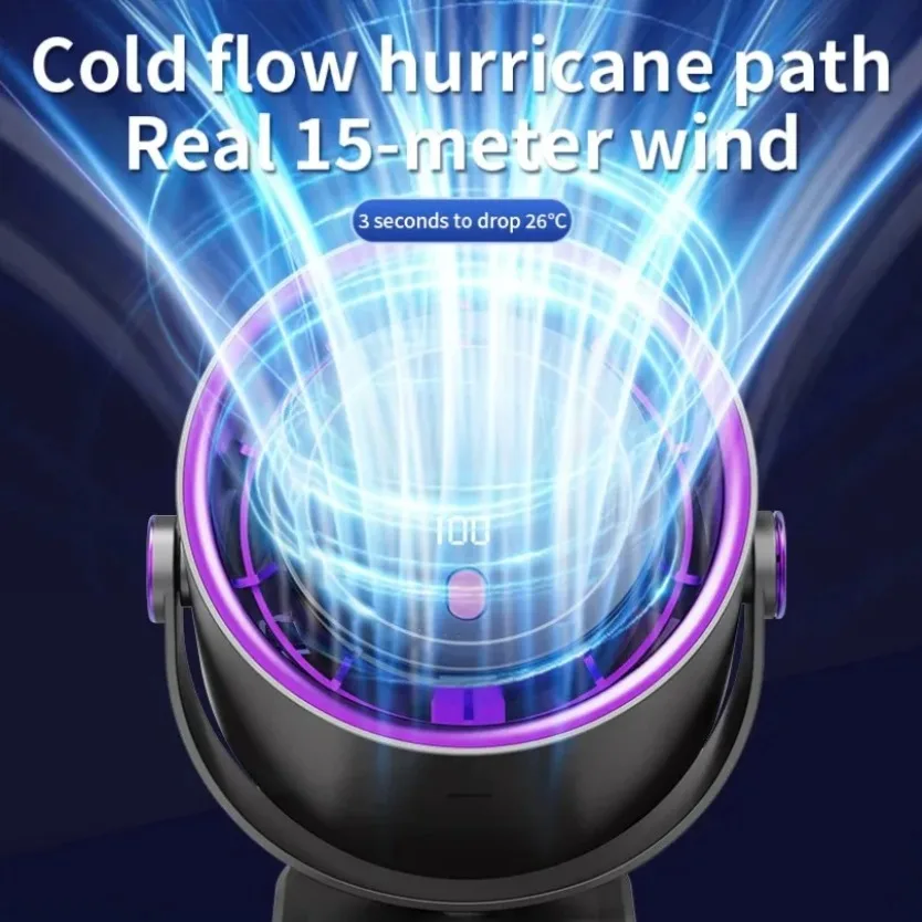 100 Speed Levels Adjustable Clip Fan Portable Tableside Angle Adjustable Cooling Fan High Speed Handheld Ceiling Fan For Camping