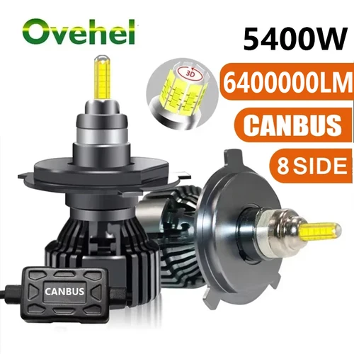 OVEHEL bombilla de faro de coche H7 LED H4 H11 6400000LM 5400W Canbus LED H8 HB4 HB3 9005 9006 D1S D2S H1 lámpara LED luces antiniebla 6000K 12V