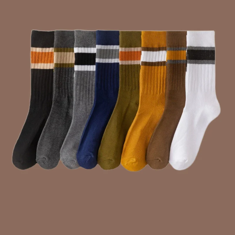 

8/16 Pairs New Men's Fashion Striped Socks Men's Winter Socks Plus Velvet Thickened Mid-tube Warm Terry Socks Towel Socks