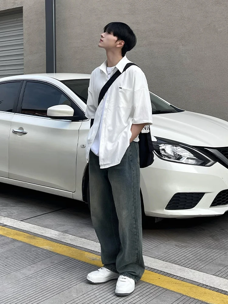 

Summer Youth Style White Shirt Short Sleeve Boys Outfit Set Cool Trendy Loose Fit Polyester Ice Sensation Thin Material