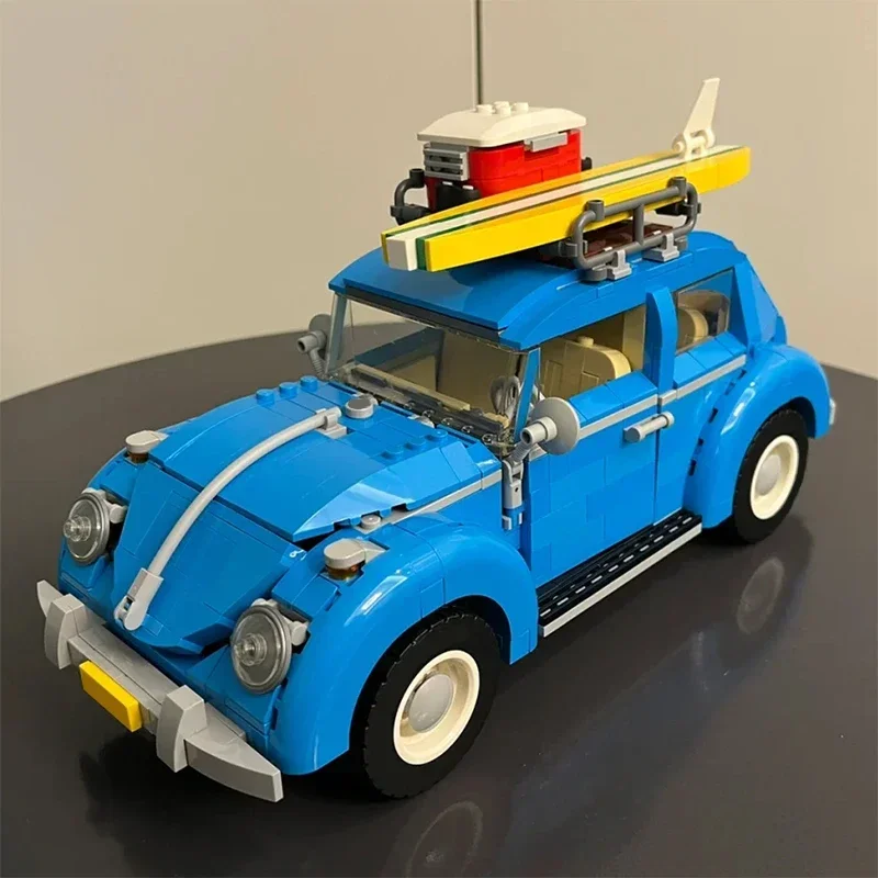 ทางเทคนิคคลาสสิกรถ Bule Beetle Building Blocks รุ่น Camper รถรถยนต์ประกอบอิฐของขวัญของเล่นสําหรับเด็ก
