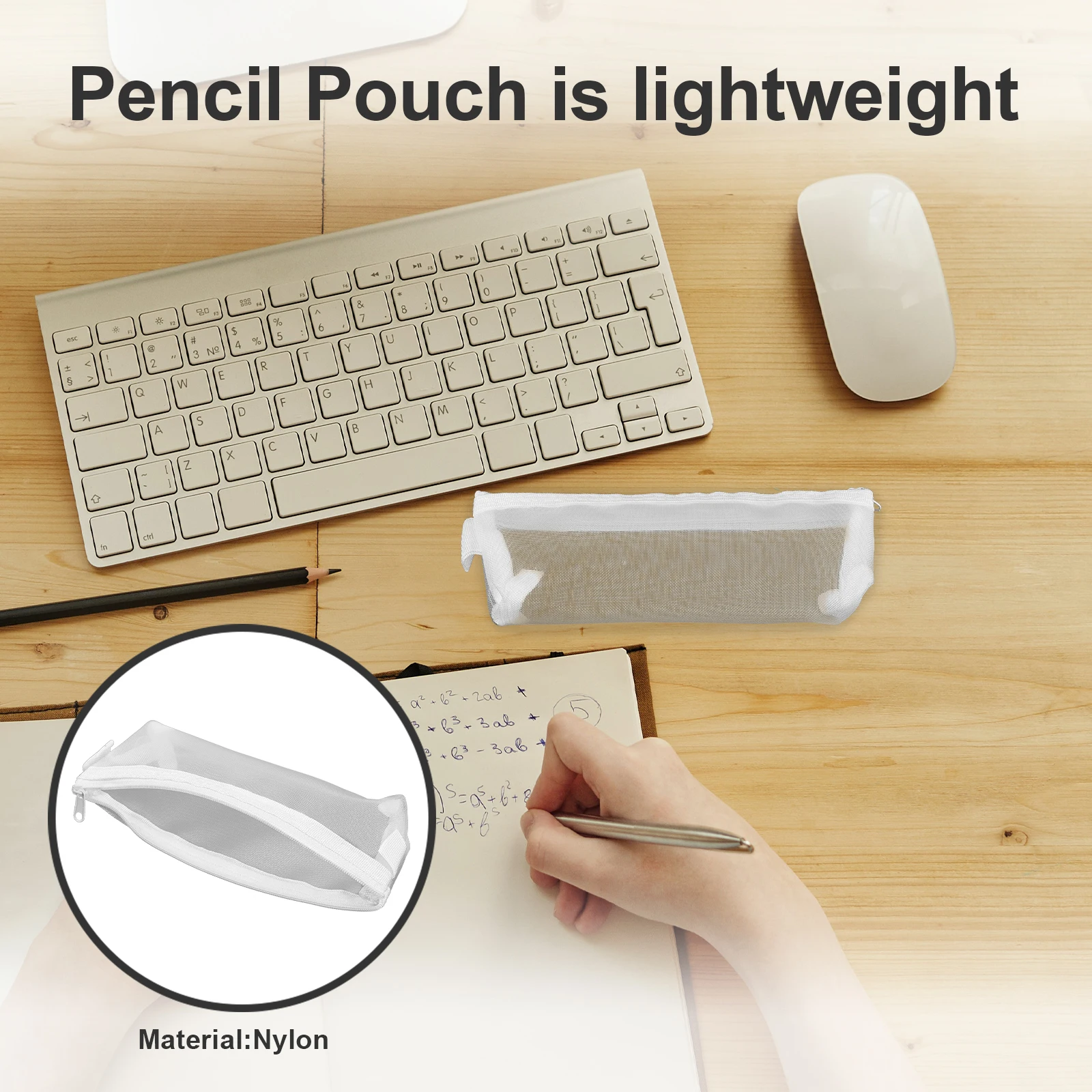 

Large Capacity Mesh Pencil Bag Double Layer Pen Organizer Storage Case For Stationery Ruler Scissors Compass Clear Travel Pencil
