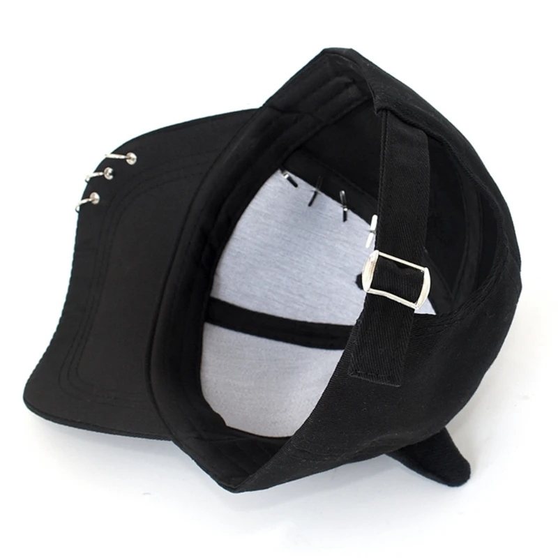 Fashion Streetwear Caps Baseball Caps With Metal Rings Adjustable Strap Cotton Horn Hat Unique Streetwear For Men And Women