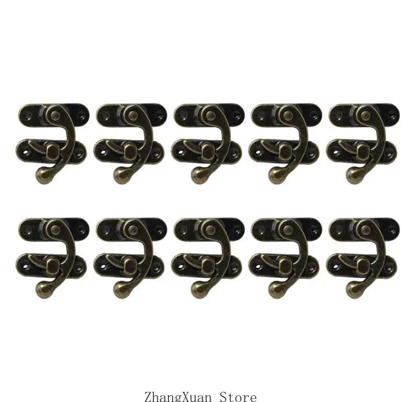 10 Stücke Hörner Schloss Antike Bronze Eisen Vorhängeschlösser Haspe Hakenschloss Gebogene Schnallen Für Schmuck Holzkiste – Detail 9