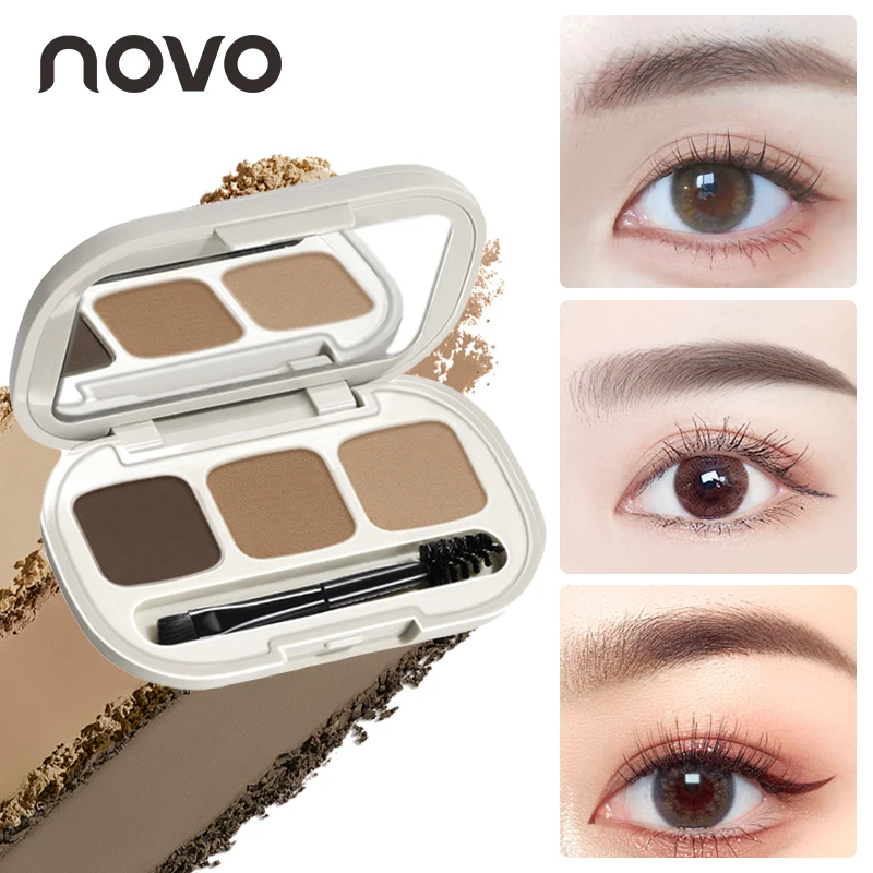 3가지 색상 눈썹 파우더 팔레트 - 매트, 번짐 없는 오래 지속되는 메이크업, 방수 오래 지속되는, 자연스러운 3D 눈썹 룩