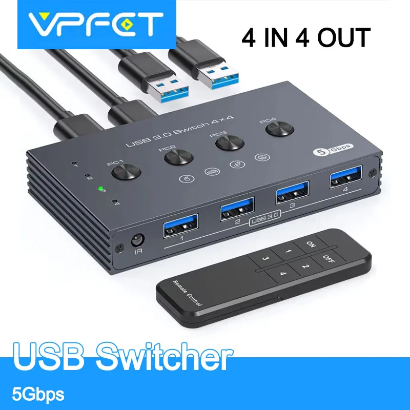 USB3.0 Switcher KVM Shared Controller Adapter 5Gbps Rate Support Power Free Operation Fit Computer Mouse Keyboard USB Devices