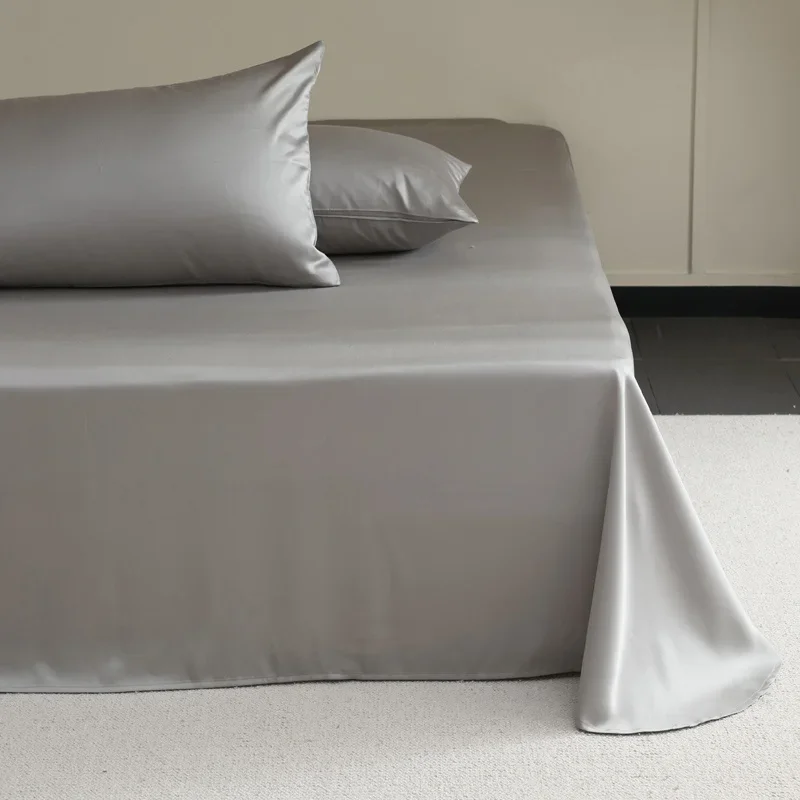 Natural Mulberry Silk Flat Sheet 1PC Solid Color Bed Sheet High End Smooth Bed Linen Single Double Queen King Size Bedding Soft
