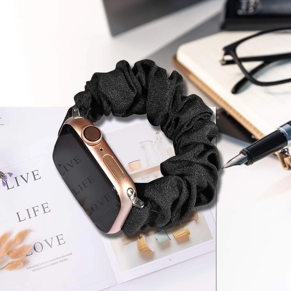 Scrunchie Strap for Apple watch band 44mm 40mm 42mm 38mm ultra 2 49mm Nylon Solo Loop bracelet iWatch 3 4 5 SE 6 7 8 9 45mm 41mm image 3