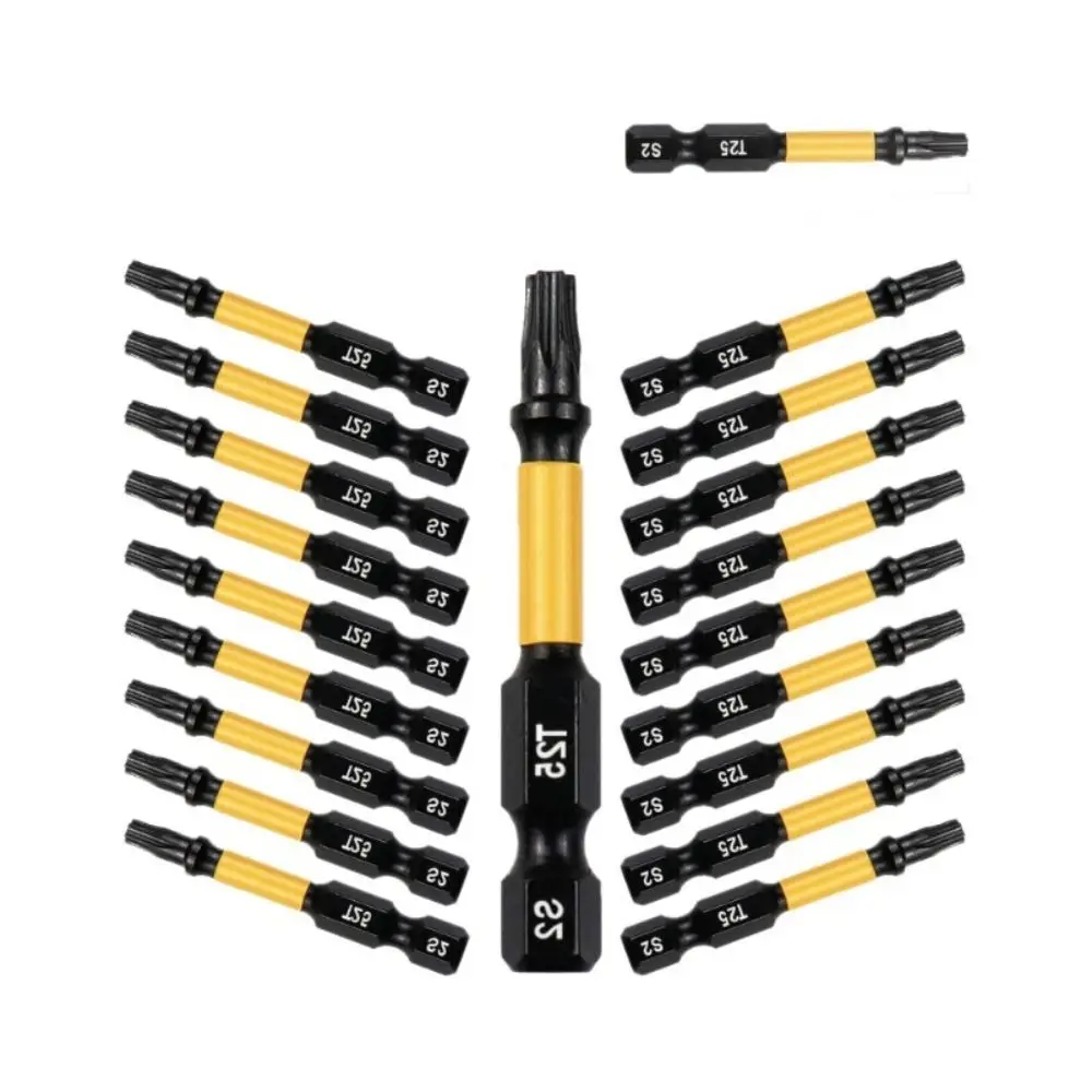 

20 PCS Electric Torx T25 Impact Power Bit Strong Magnetic High Hardness Impact Driver Yellow Batch Head Magnetic Torx Head Screw